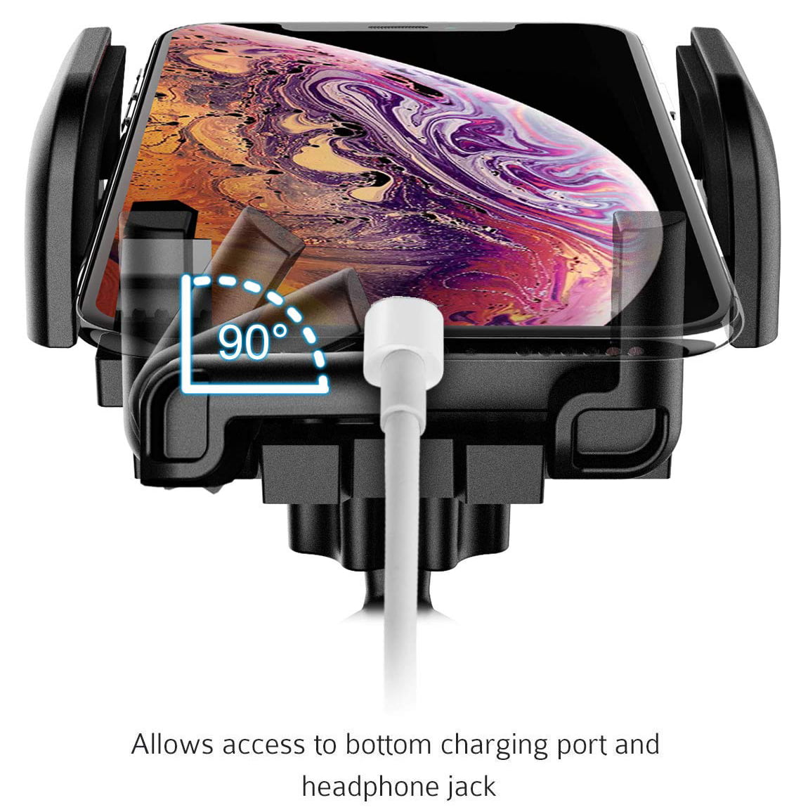 Pokanic Car Cell Phone CD Slot Mount Adjustable 360 Rotation Stand Holder Three-Side Grips Design One Touch Clamp Compatible with iPhone Galaxy Note Pixel Universal (CD Slot Mount)