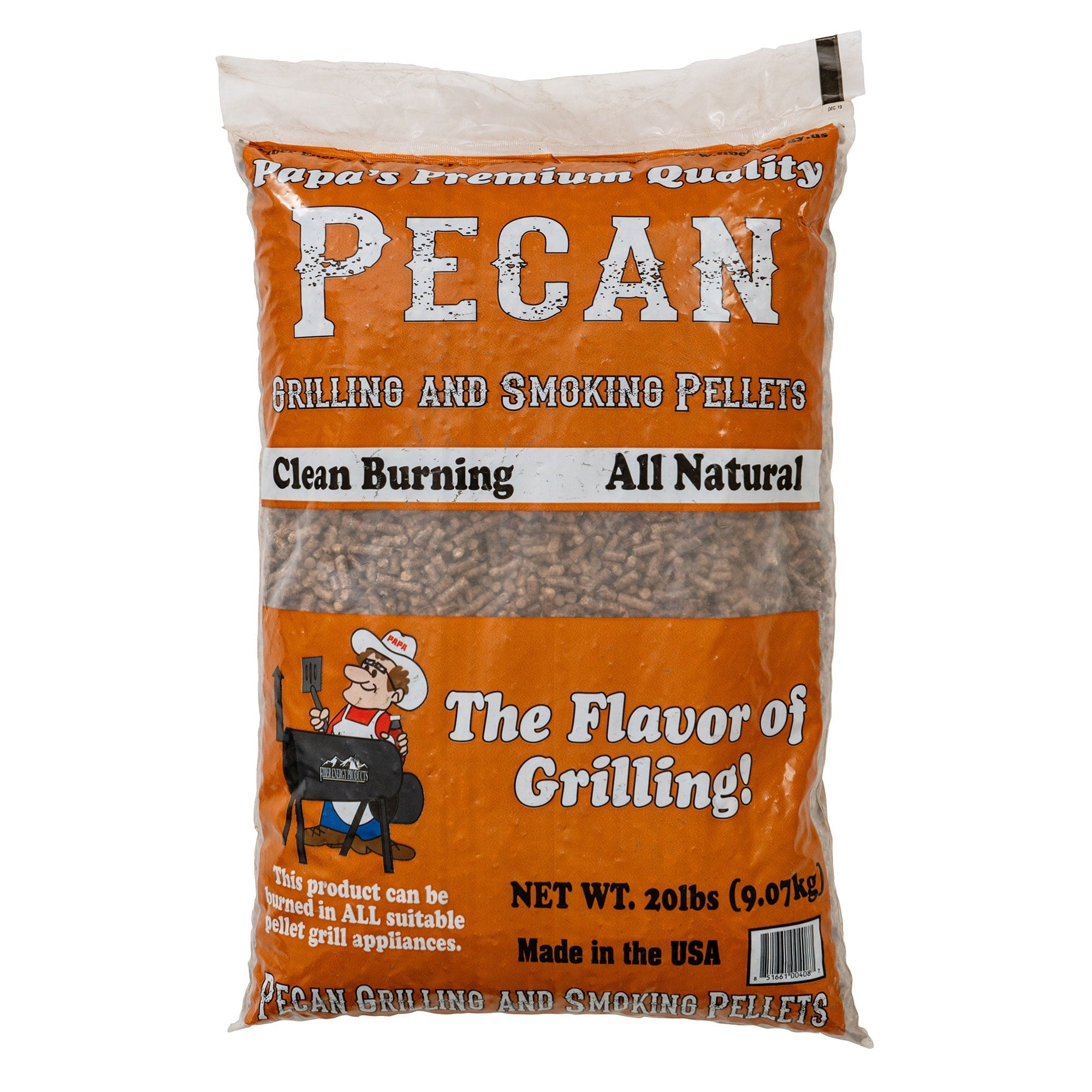 Papa's Premium Hardwood Blend Grill and Smoker Wood Pellets, Pecan, 20 Lbs