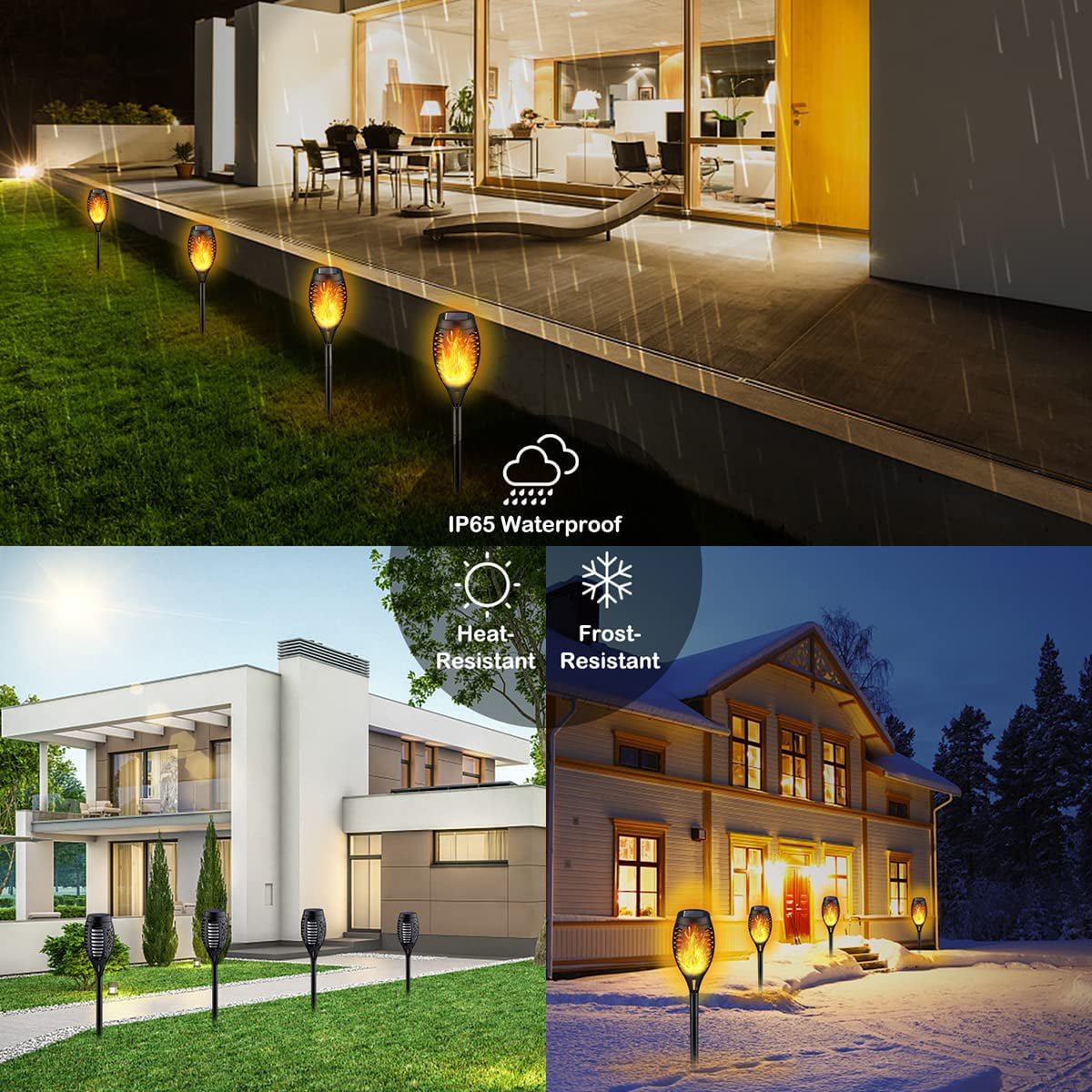 Solar Outdoor Lights with Flickering Flame, 6 Packs Waterproof LED Solar Torch Light for Garden, Patio, Yard, Pathway, Lawn Decor