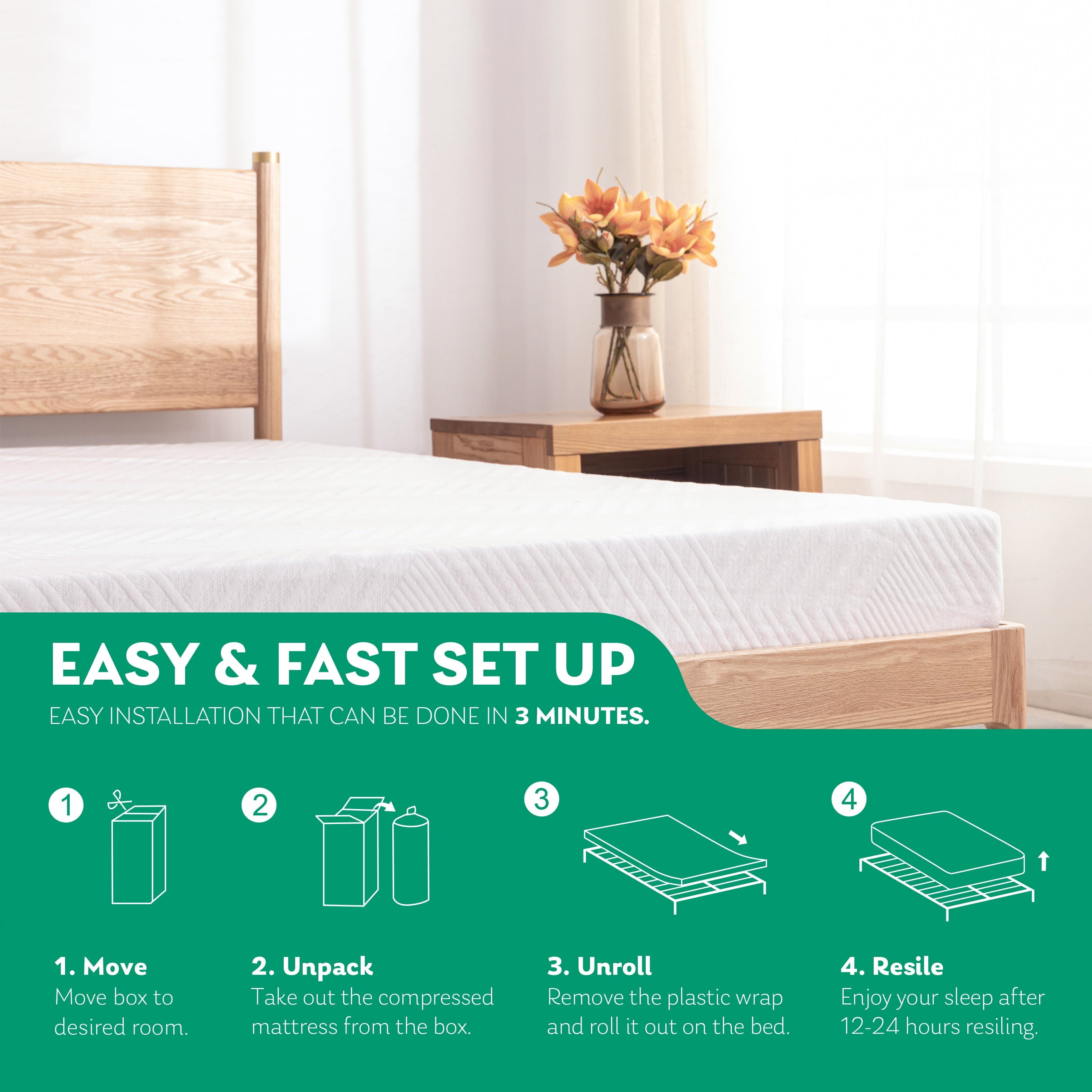 Size, EGO 6 inch Memory Foam Mattress, Cooling Gel Infused, White