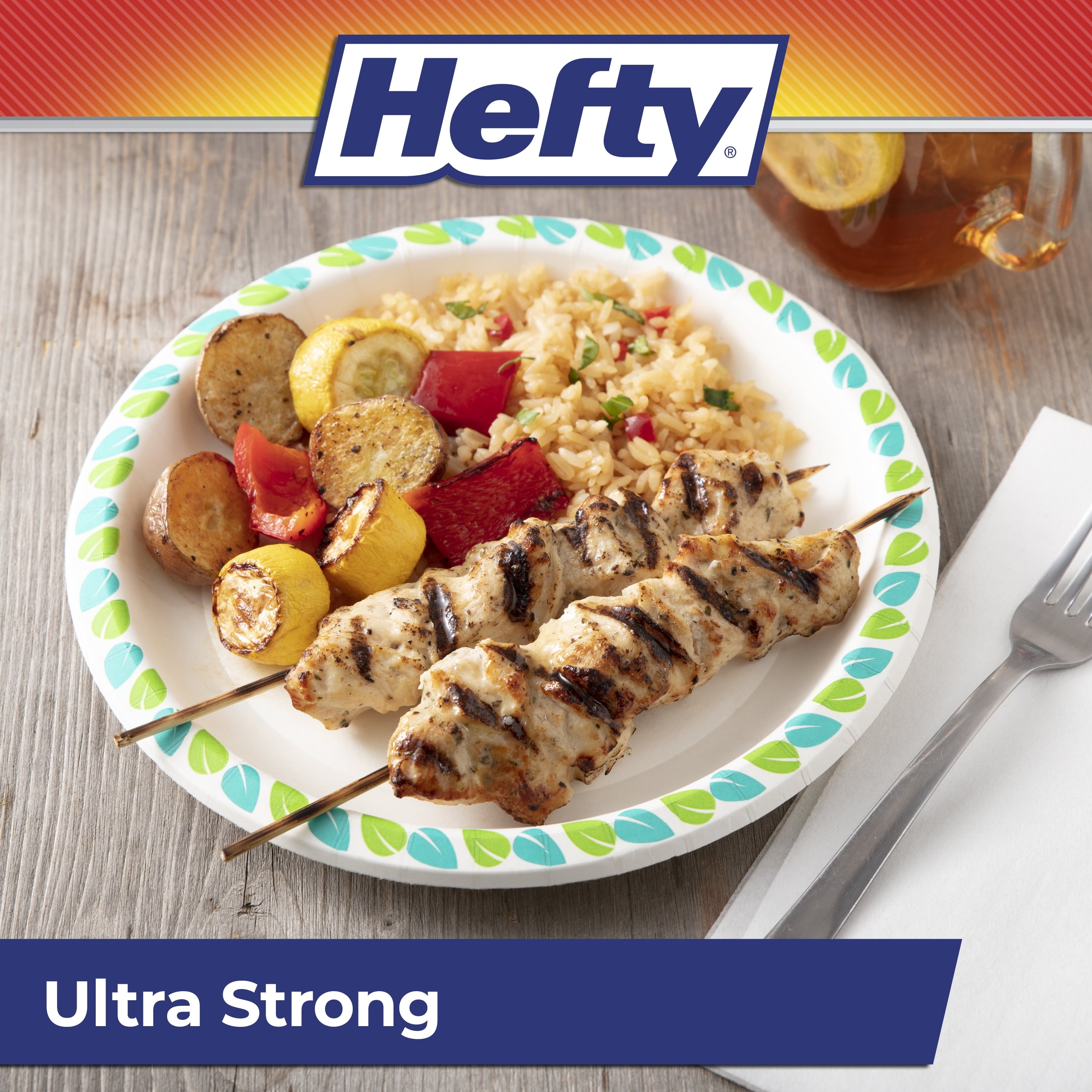 Hefty Compostable Printed Paper Plates, 8.6 Inch, 20 Count