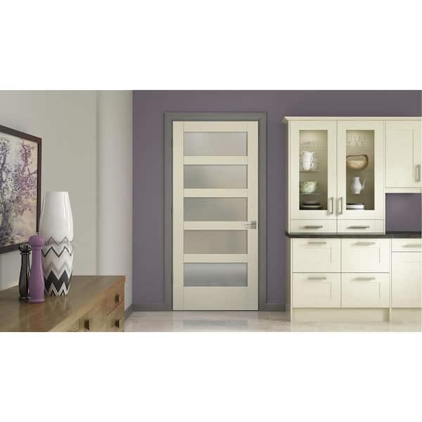 36 in. x 80 in. No Panel MODA Primed PMT1055 Solid Core Wood Interior Door Slab w/Translucent Glass