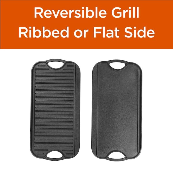 20.9 in. Pre-Seasoned Cast Iron Reversible Grill Griddle