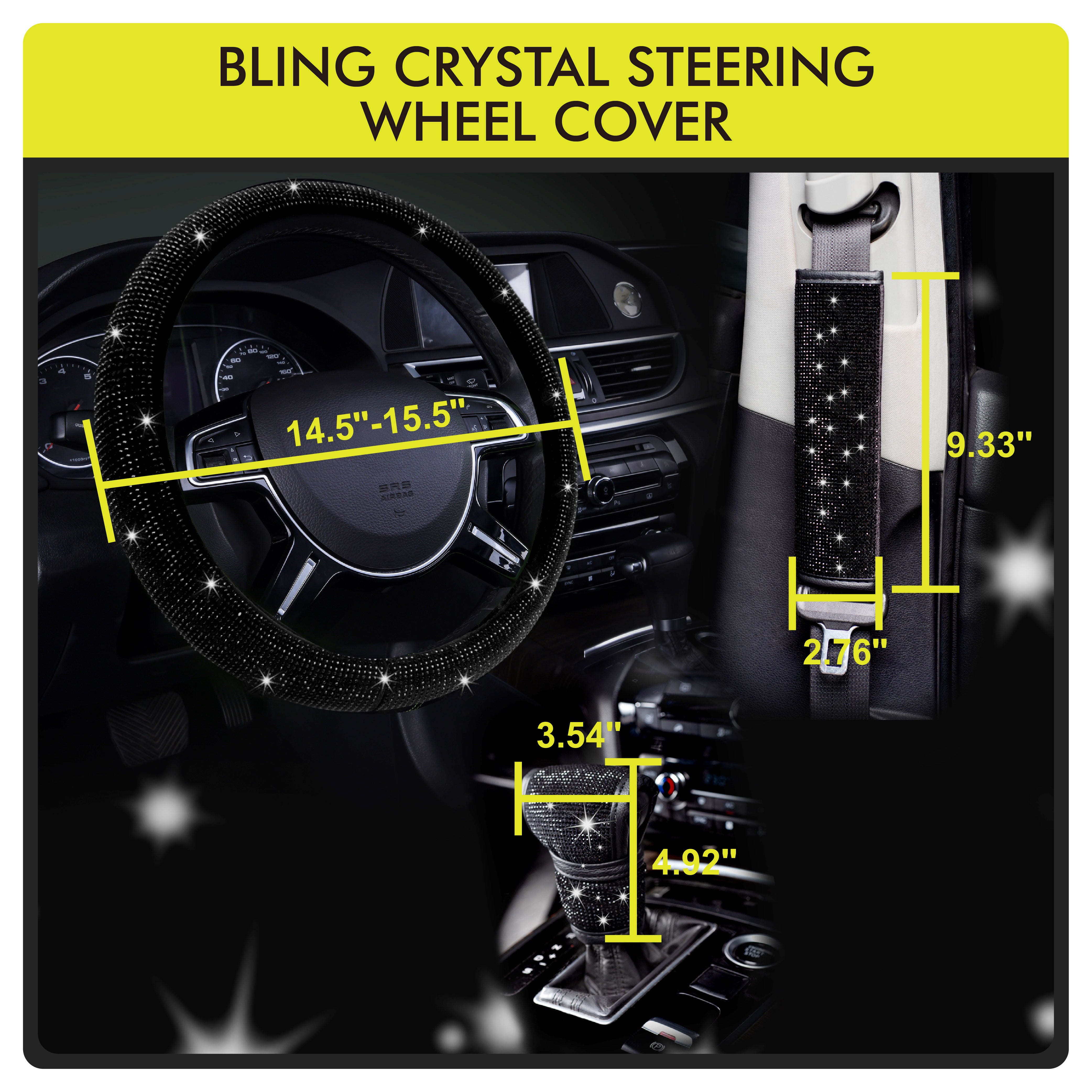 Auto Drive Black Bling Crystal Combo Kits, Set of 3, LY205214