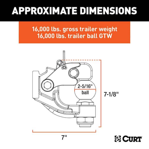 16,000 lbs. Trailer Hitch Ball Mount & Pintle Hook Combination with 2-5/16 in. Ball
