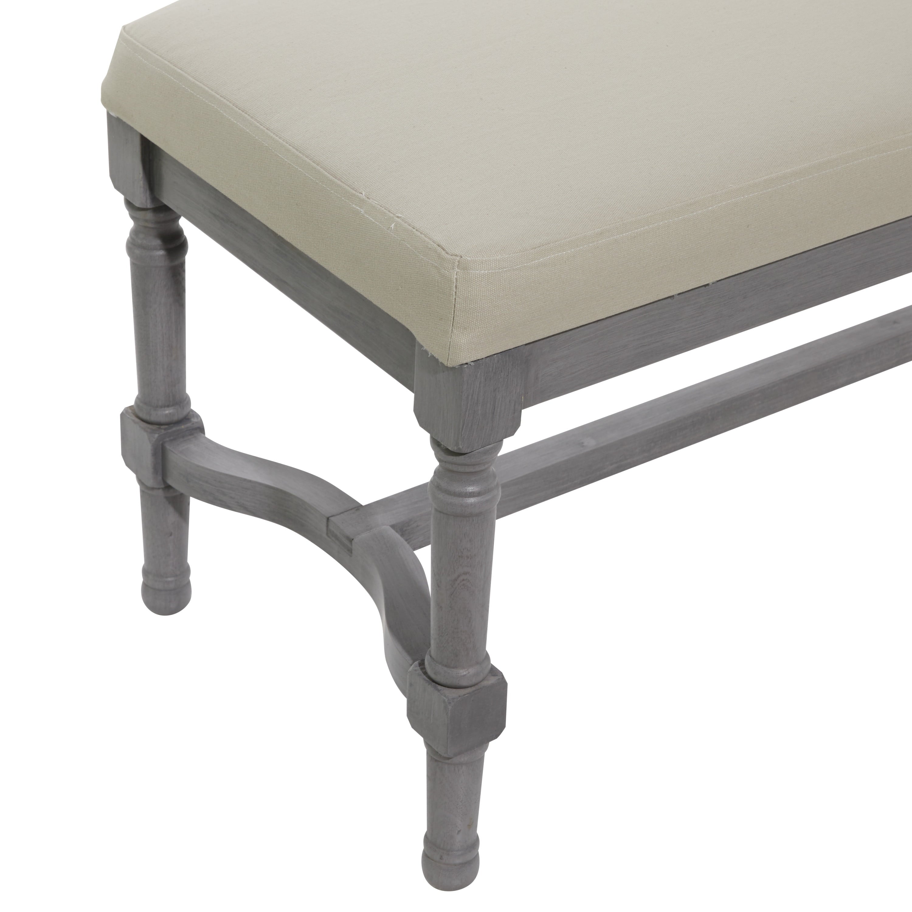 DecMode Wood Bench with Burlap Seat, Gray