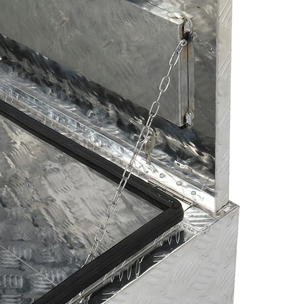 42 in. Silver Diamond Plate Aluminum Underbody Truck Tool Box Double Lock with Key