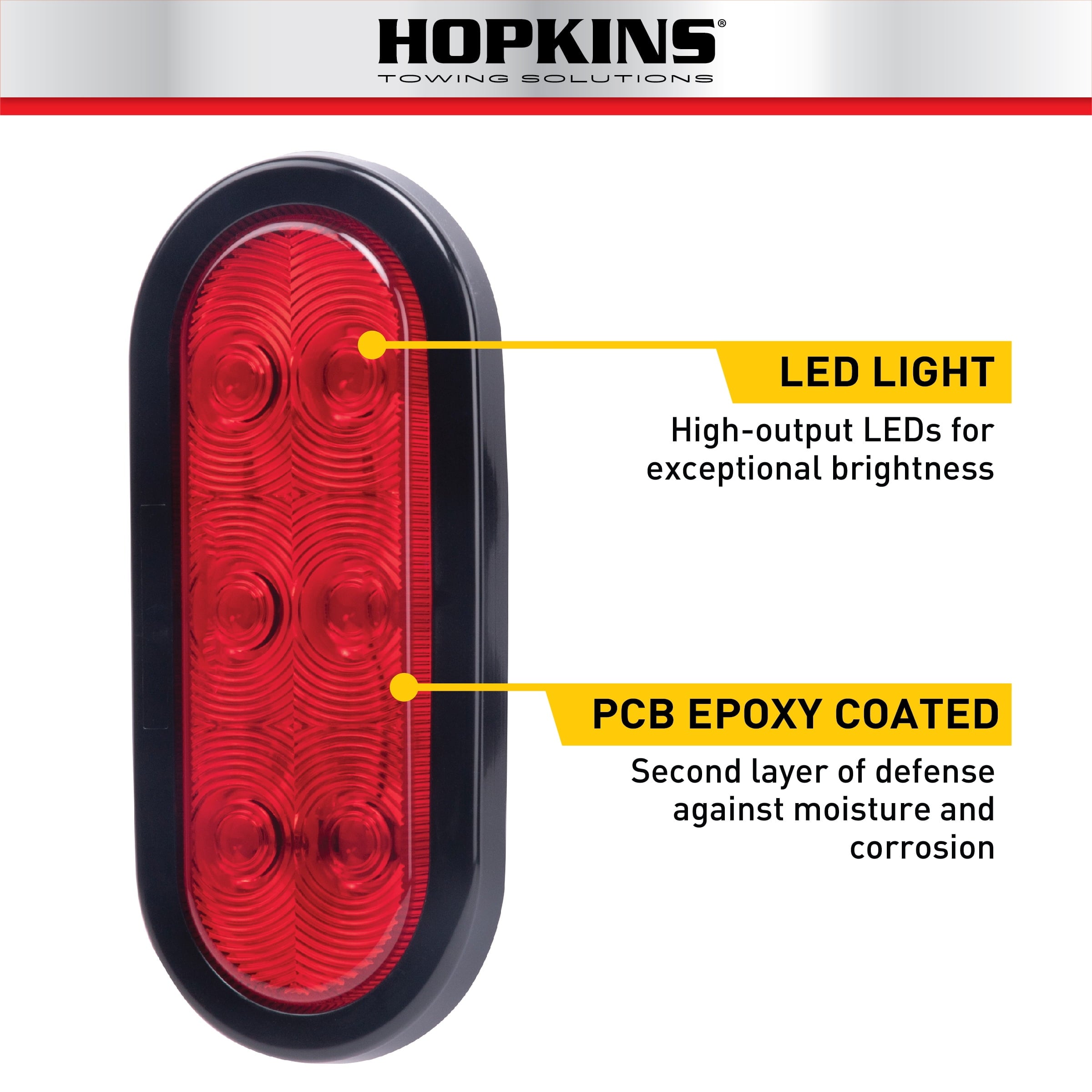 Hopkins Towing Solutions LED 6 in. Red Submersible Oval Stop, Tail, Turn Light, C561RTM