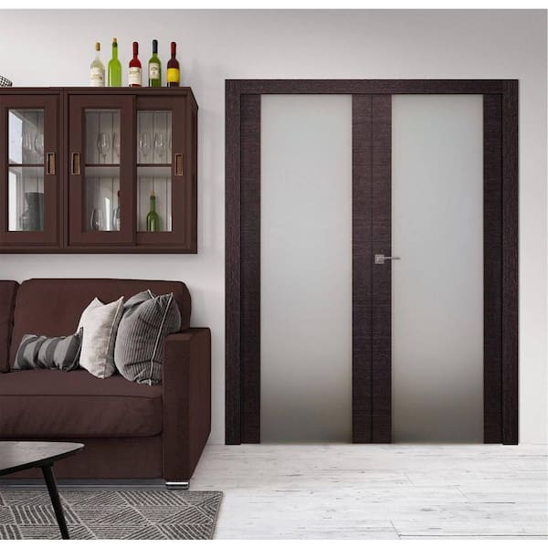 Avanti 202 56 in.x 92,5 in. Both Active Black Apricot Composite Wood Double Prehung French Door