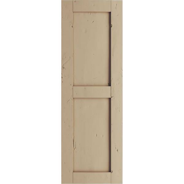 18 in. x 76 in. Timberthane Polyurethane 2 Equal Panel Flat Panel Knotty Pine Faux Wood Shutters Pair