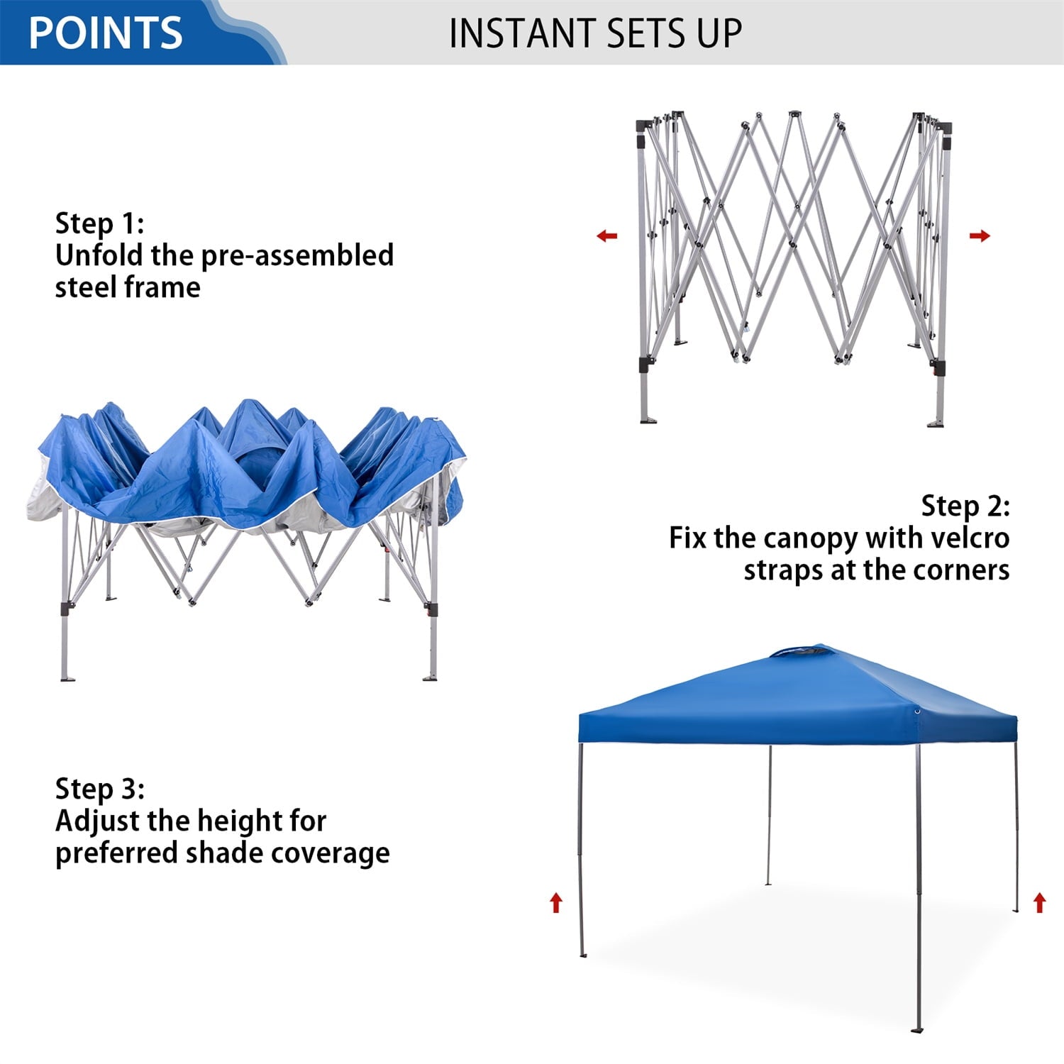 Summit Living 10x10ft Pop-up Canopy Tent Straight Legs Instant Canopy for Outside with Wheeled Bag - Blue