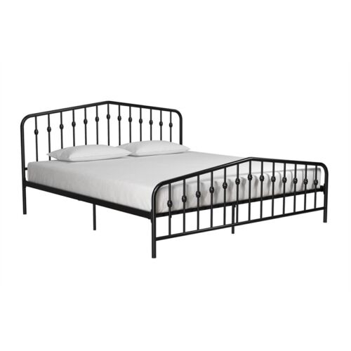 Novogratz Bushwick King Adjustable Metal Bed in Black