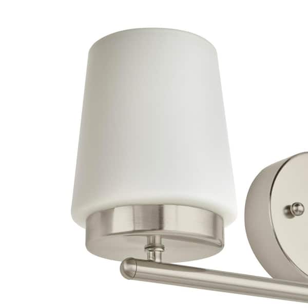 Jackson Park 22 in. 3-Light Brushed Nickel Integrated LED Bathroom Vanity Light Bar with Frosted Glass