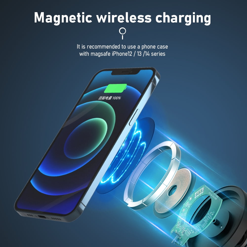 Soliom Wireless Mag-Safe Car Charger with Phone Holder Compatible with iPhone 14/13, Samsung S22