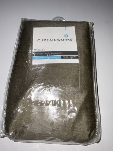 Curtainworks Marquee Faux Silk Pinch Pleat Curtain Panel 30X84”Bronze (1panel)