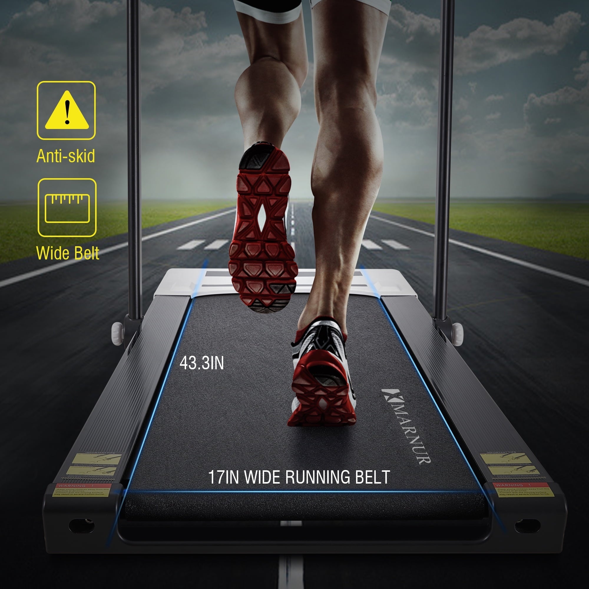 MARNUR 2 in 1 Folding Treadmill 2.2HP Under Desk Treadmill for Fitness with LED Display, Remote Control, Walking Jogging Running Exercise Machine for Home Office, Maximum Weight 220 lbs