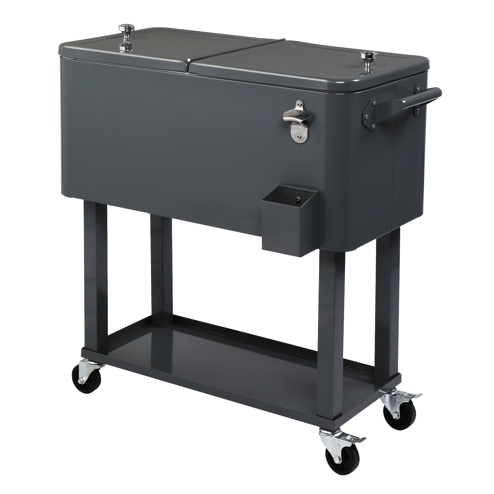 Ktaxon 80QT Trolley Frozen Warm Function Spray Cooler Cart Ice Beer Beverage Chest with Shelf Wheel
