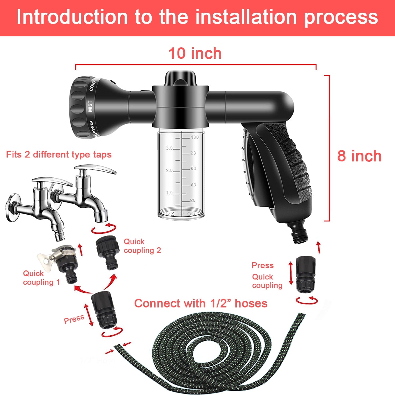 YILAIRIOU Car Wash Cleaning Kit with Foam Gun Sprayer Microfiber Sponge and Towels Tire Brush Collapsible Bucket Built for The Perfect Car Wash Kit, for Cleaning Car Gardens and Pets