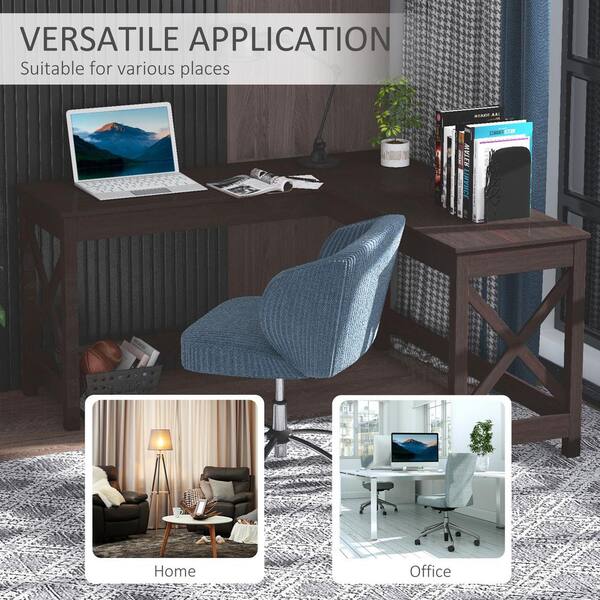 57 in. L-Shaped Polar Brown Wood Computer Desk