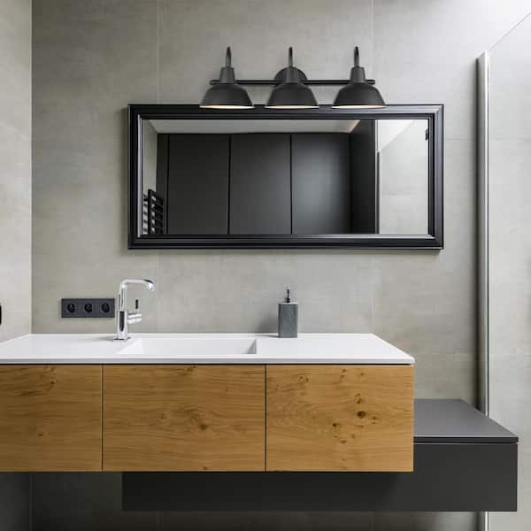 Brooklyn 24 in. 3-Light Matte Black Vanity Light with Bath Set (5-Piece)