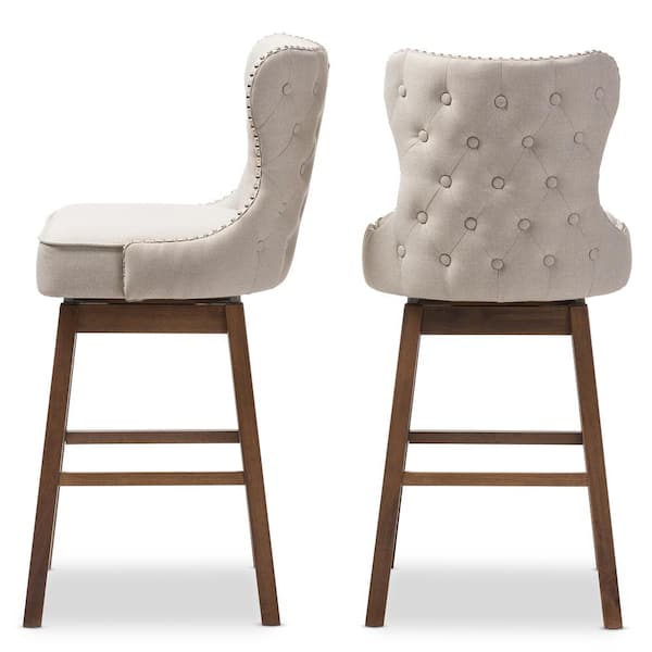 Gradisca 31 in. Beige Fabric Upholstered Swivel Bar Stool (Set of 2)