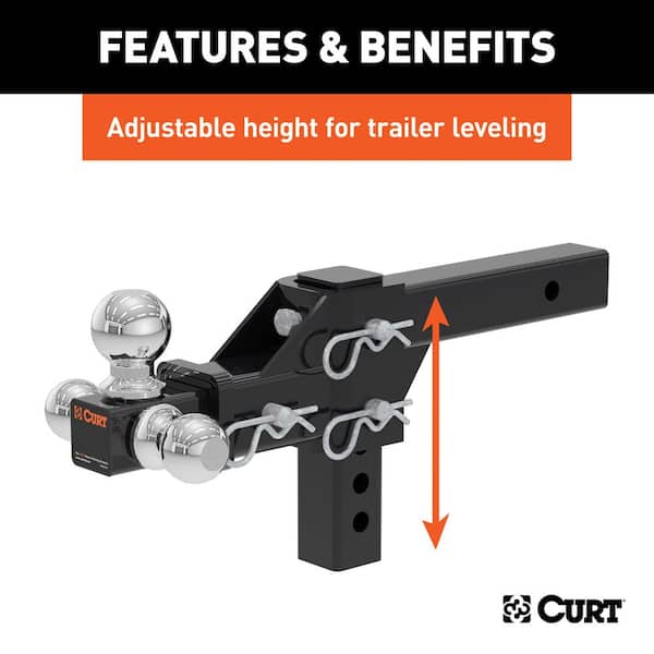 10,000 lbs. 5-3/4 in. Drop Adjustable Trailer Hitch Tri-Ball Mount with 1-7/8 in. 2 in. & 2-5/16 in. Balls (2 in. Shank)