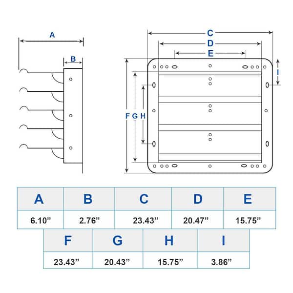 23.43 in. Silver Square Aluminum Automatic Gravity Shutter Louver Vent for 20.47 in. Exhaust Fan
