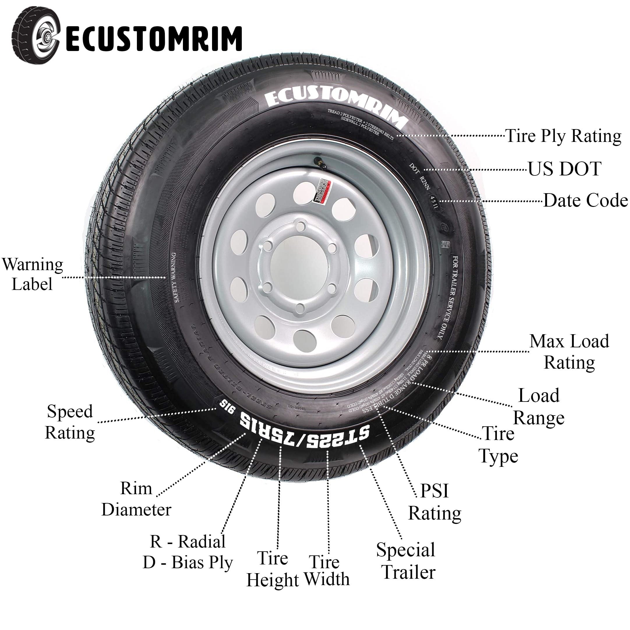 2-Pk Homaster Mobile Motor Home Trailer Tire On Rim MH 8-14.5 LRG 14.5 x 6 Wheel