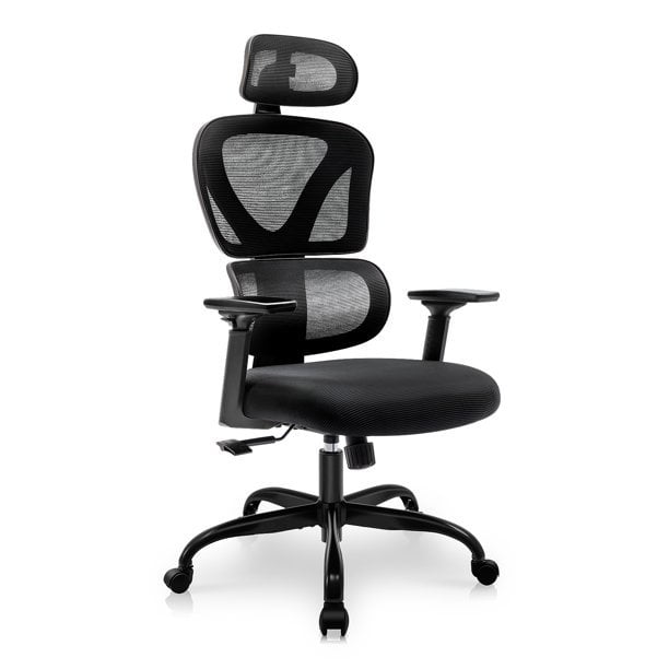 Coolhut Ergonomic Office Chair, High Back Adjustable Computer Desk Chair with Lumbar Support, 300lb, Black