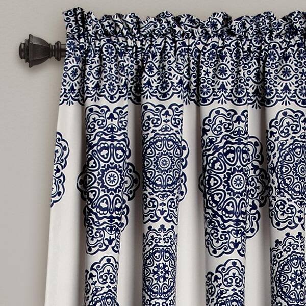 Navy Solid Rod Pocket Room Darkening Curtain - 52 in. W x 84 in. L (Set of 2)