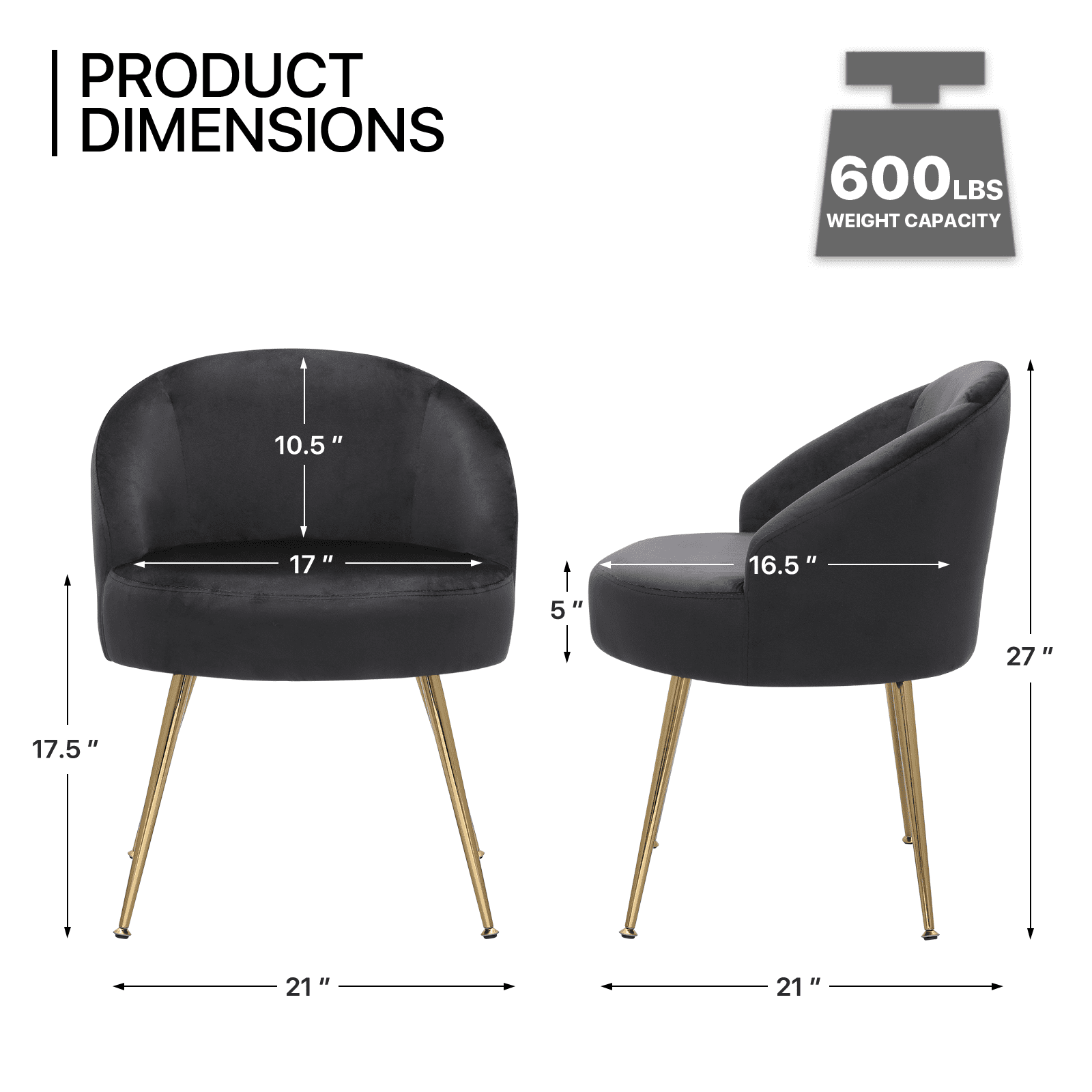 MoNiBloom Velvet Accent Chair, Modern Upholstered Single Sofa Side Chair, Comfy Barrel Club Living Room Armchair with Golden Metal Legs for Bedroom Reading Room Office, Black