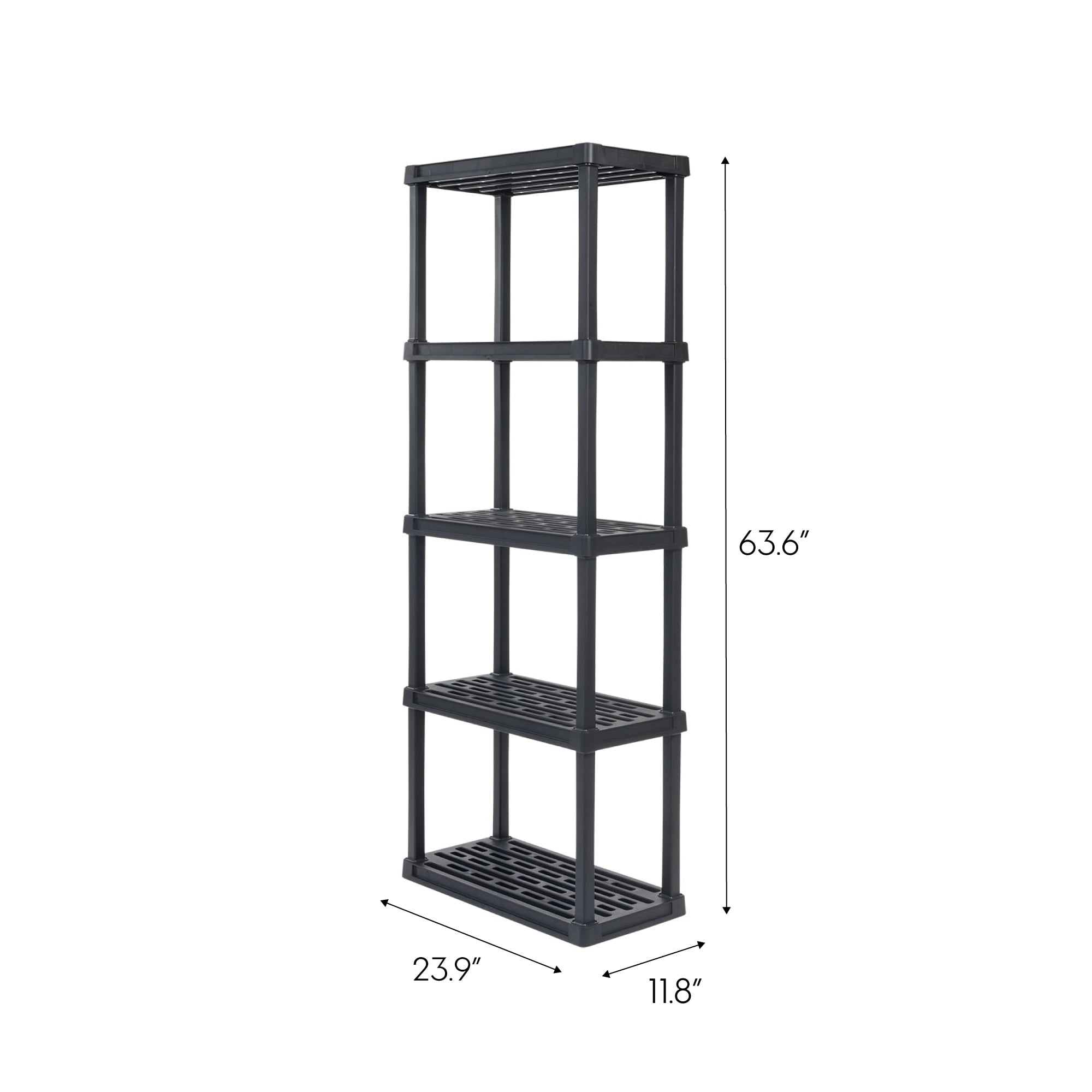 IRIS USA 5 -Tier Plastic Rack Storage Shelf with 200 lb. Total Capacity, Black