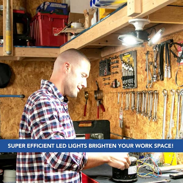 TriBurst 10.5 in. 144 High Intensity LED 4000 Lumens White Flush Mount Ceiling Light with 3 Adjustable Heads