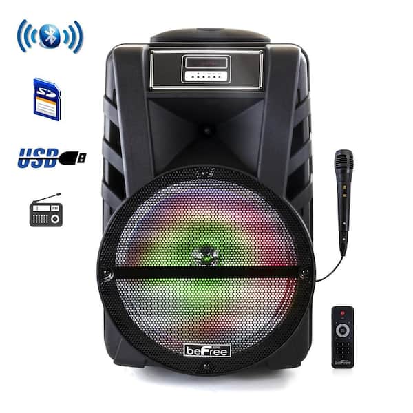 12 in. Bluetooth Rechargeable Portable PA Party Speaker with Reactive LED Lights