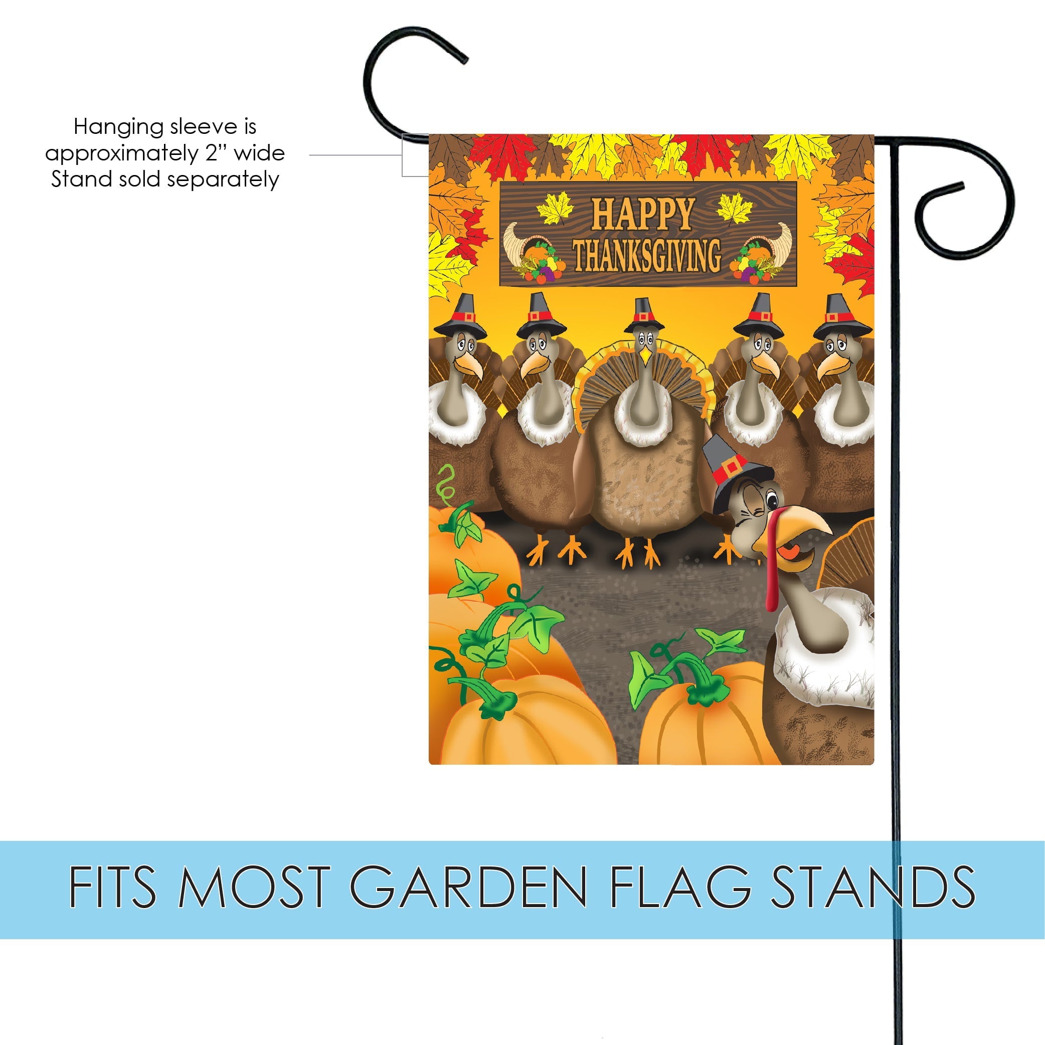 Toland Home Garden Turkey Photobomb Fall Thanksgiving Flag Double Sided 12x18 Inch