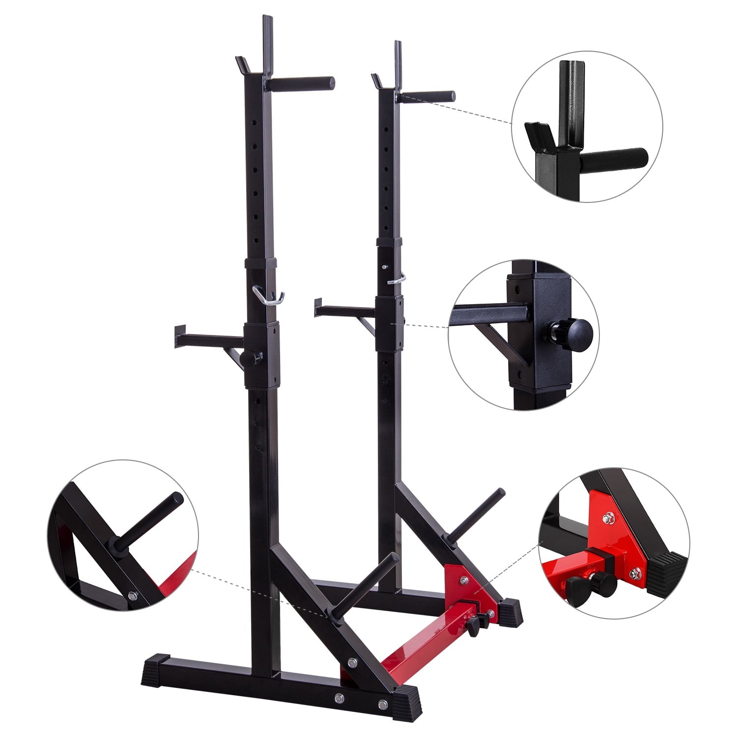 Ollieroo Steel Barbell Squat Rack,Multifunctional Weight Lifting Rack with Barbell Plate Holder, Dip Station for Gym and Family Fitness,Adjustable Bench Press Rack 480LBS Weight Capacity