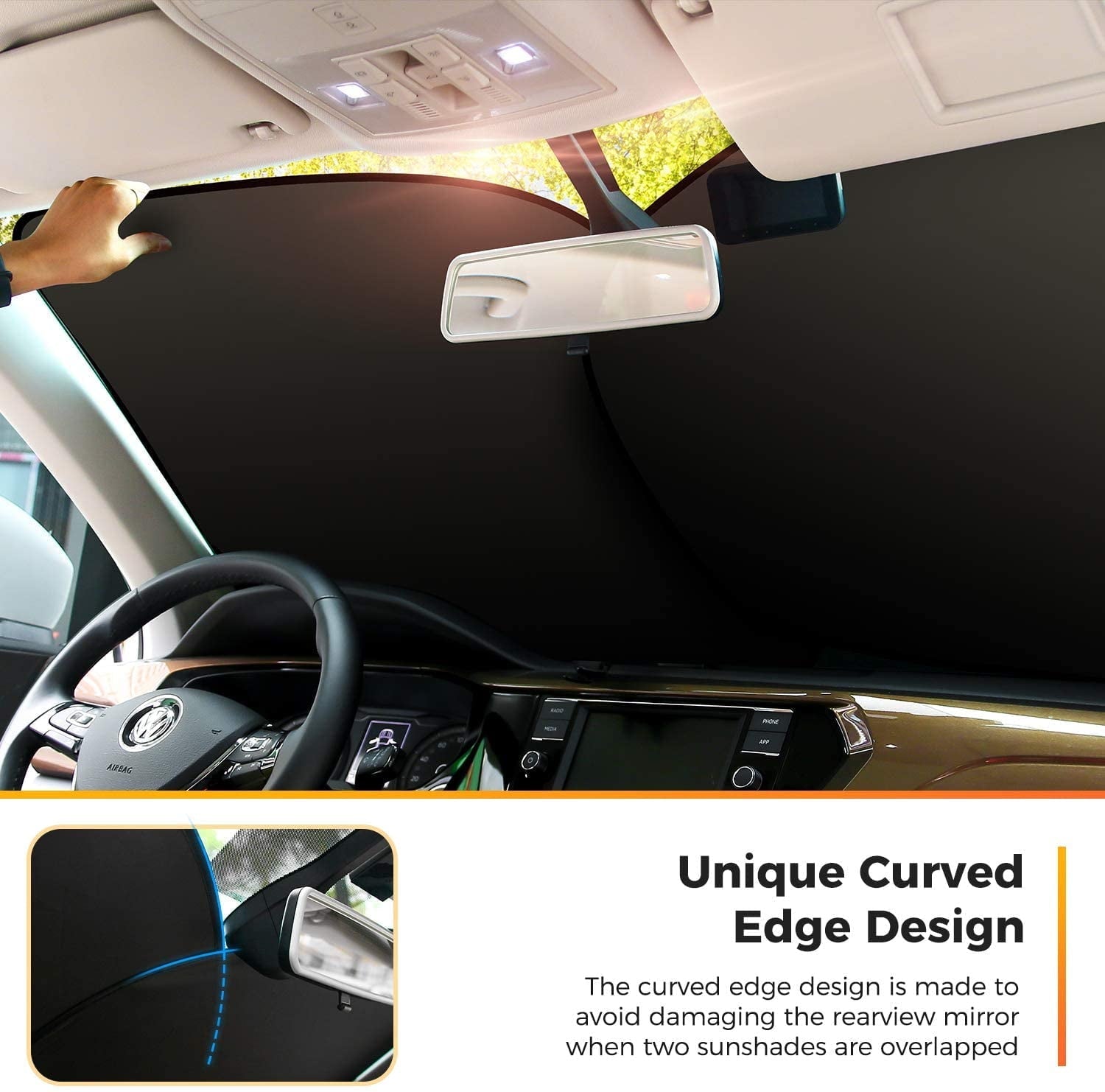 AstroAI 2-Piece Windshield Sun Shade - Windshield Shade Foldable Car Front Sunshield Blocks Max UV Rays, for Full Size SUV Truck Tesla, Silver