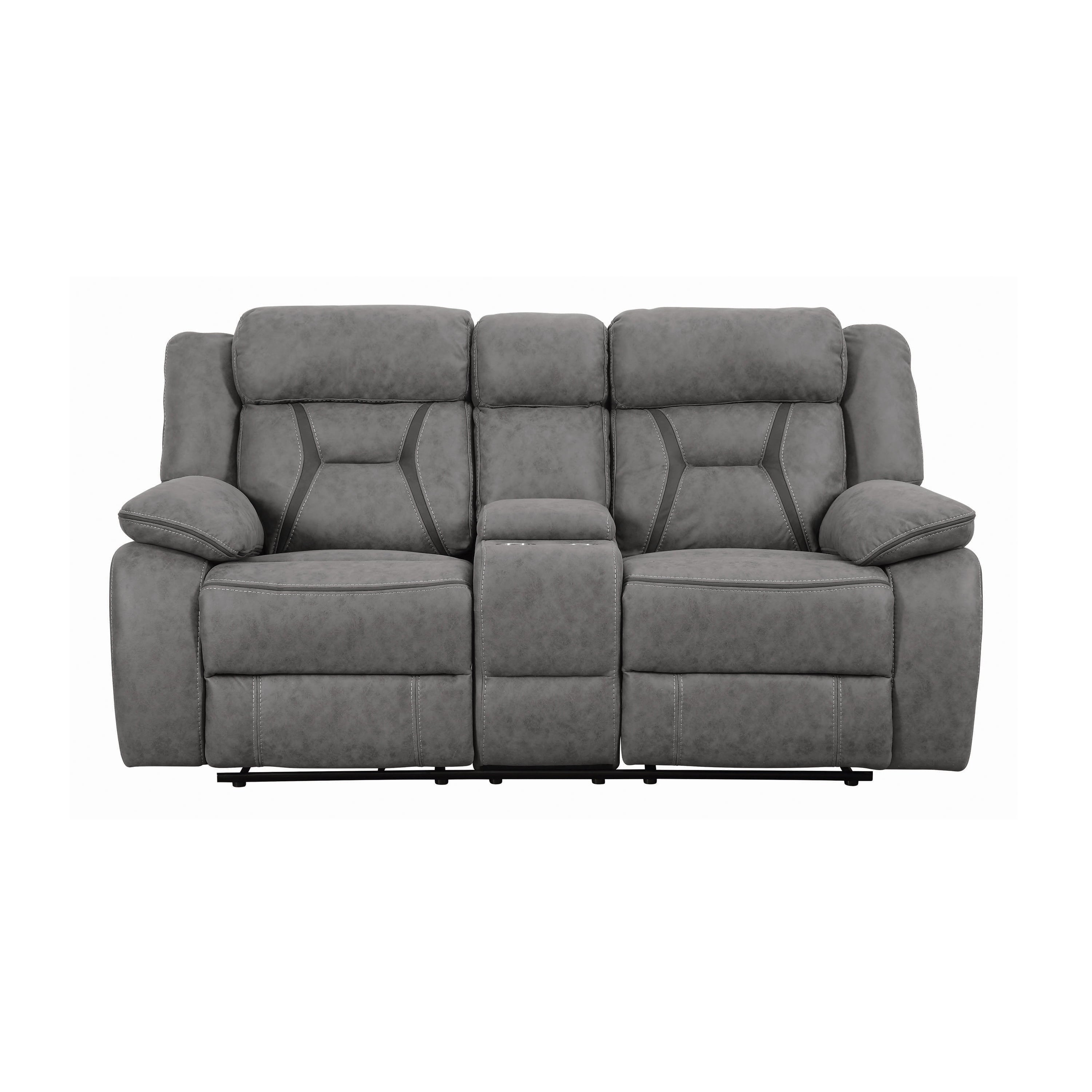 Higgins Pillow Top Arm Motion Loveseat with Console Grey