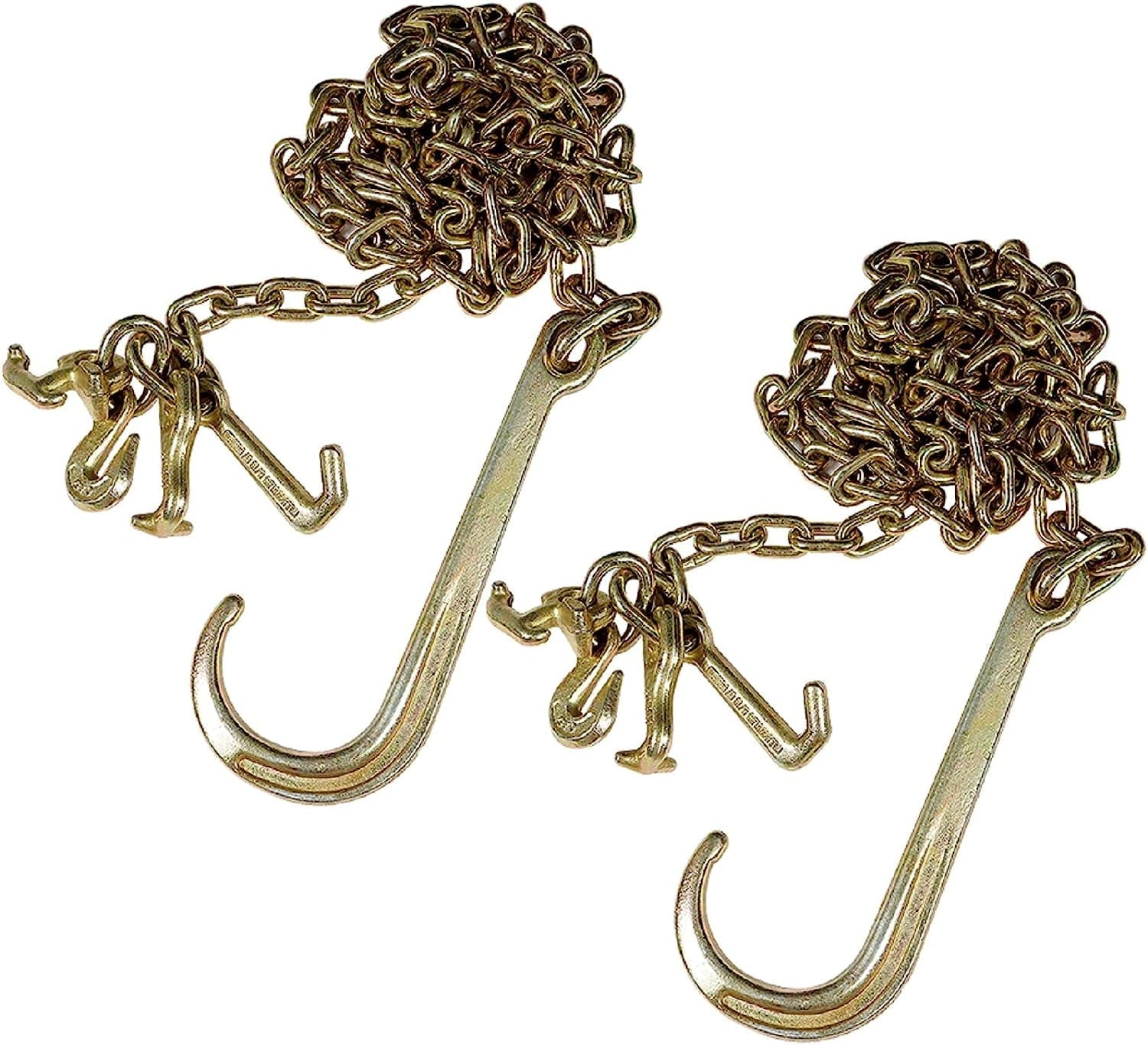 LABLT 2 G70 5/16''x10' Transport Tow Chain J Hook Long Shank w/ Grab Hook new