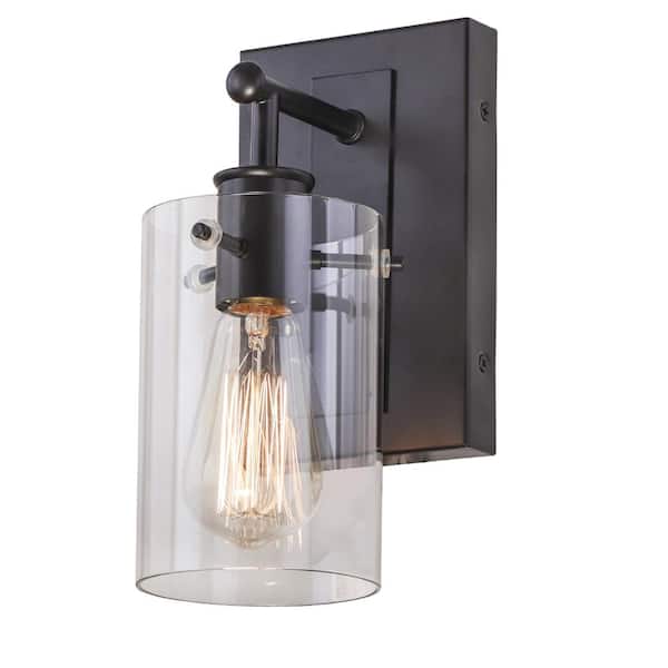 Regan 4.5 in. 1-Light Espresso Bronze Bathroom Vanity Light with Clear Glass Shade