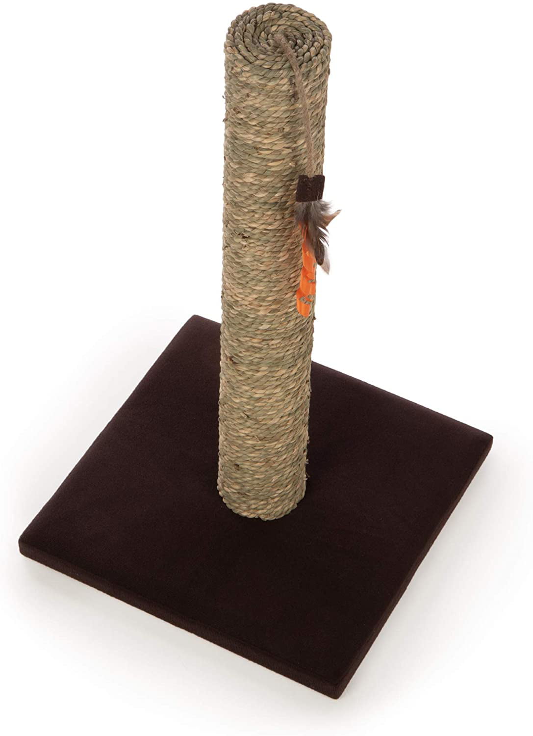 Simply Scratch Cat Scratch Post with Feather Cat Toy - Seagrass