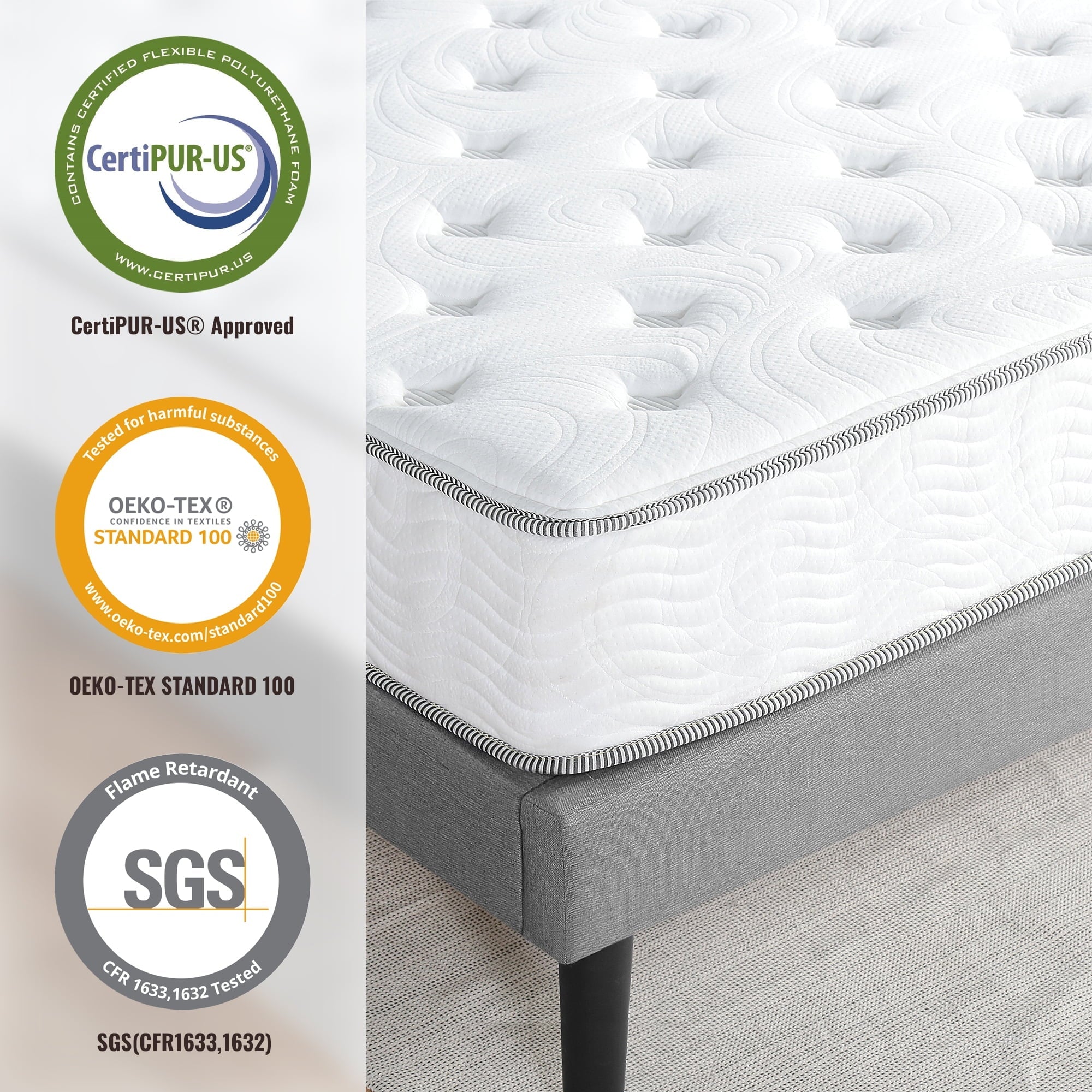 GrandRest 10'' Adult Cool Sleeper Hybrid Mattress, Plush, Queen