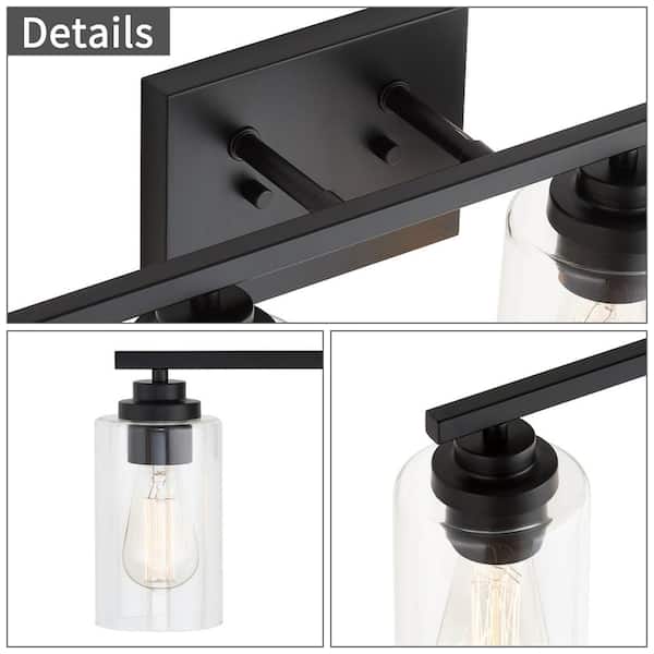 30 in. 4-Light Black Vanity Light with Clear Glass Shades