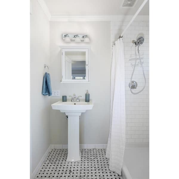 Hudson 21.75 in. 3-Light Chrome Transitional Vanity with White Opal Glass Shades