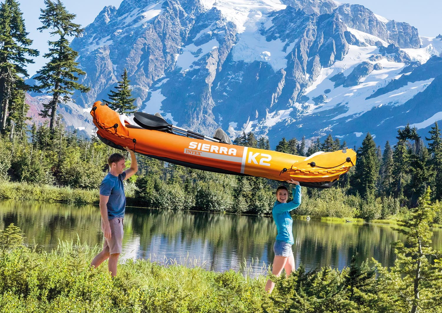 Intex Sierra K2 Inflatable Kayak with Oars and Hand Pump