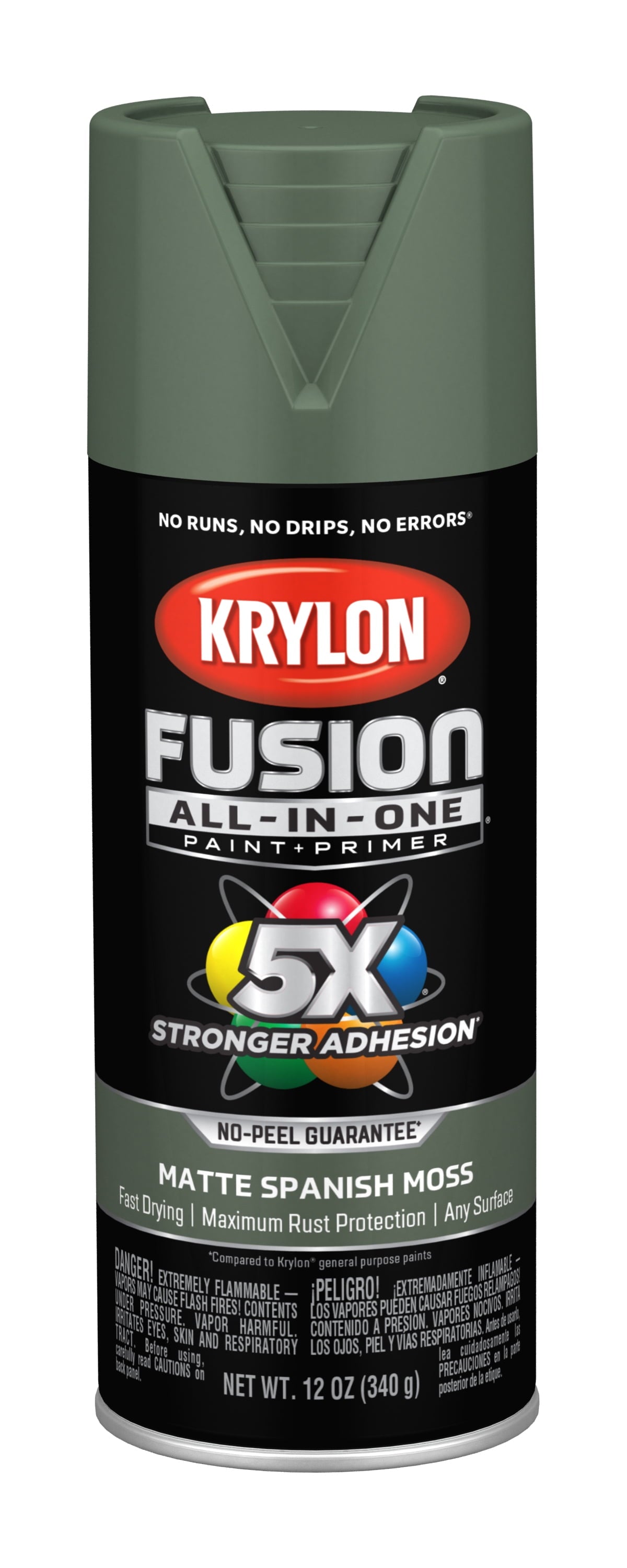 Krylon K02796007 Krylon Fusion All-In-One Spanish Moss Matte 12 oz. Spray Paint, Multi-Surface, (1 Piece, 1 Pack)