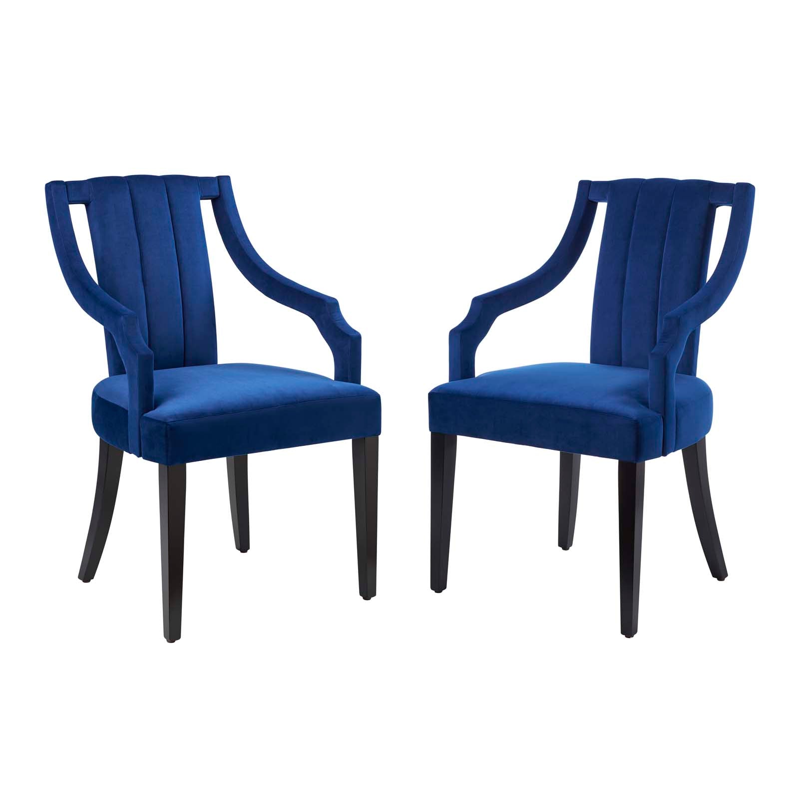 Modway Virtue Performance Velvet Dining Chairs - Set of 2 in Navy