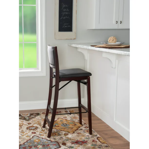Linon Kristle Folding Padded Bar Stool, 30" Seat Height, Espresso Finish