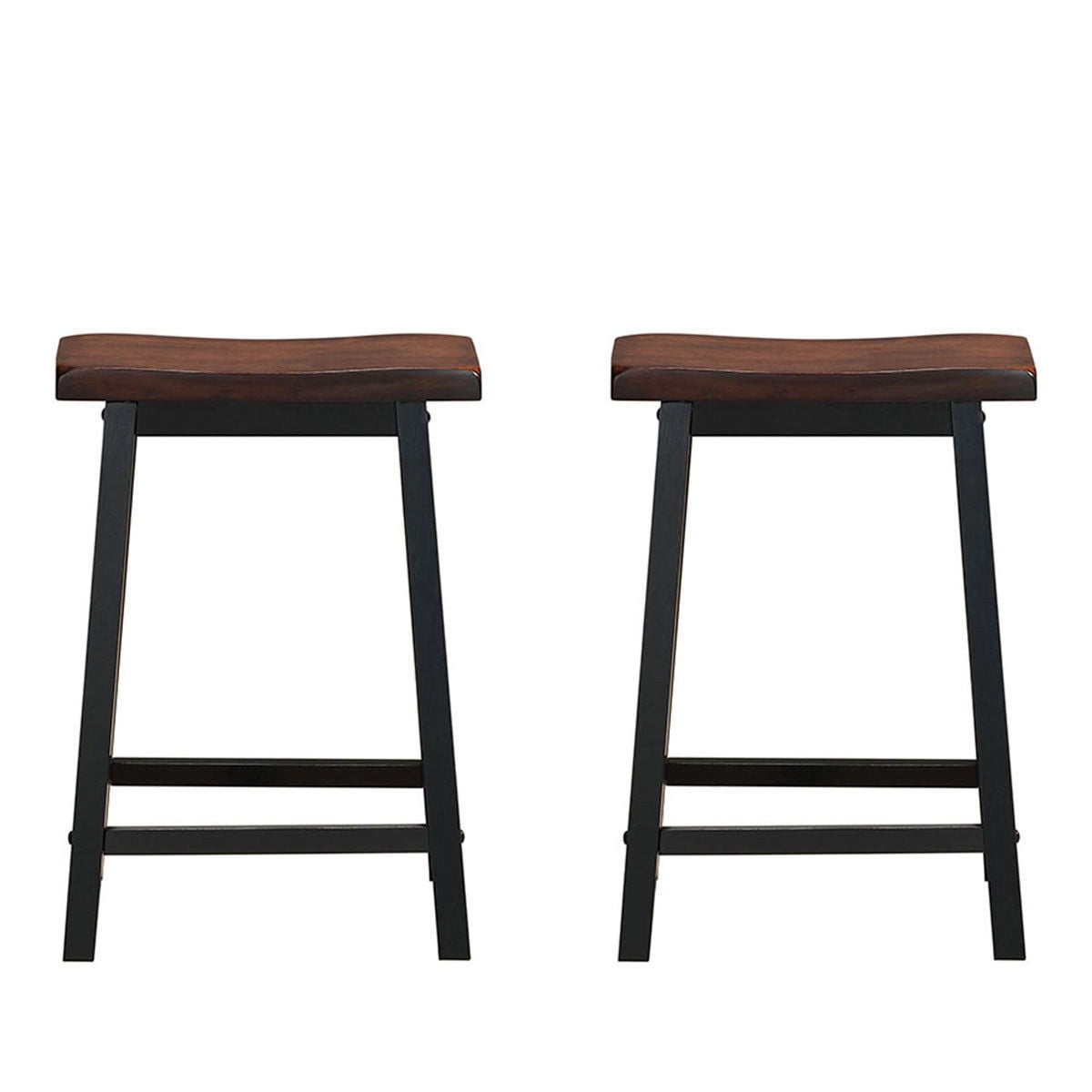 Gymax Set of 2 Bar Stools 24''H Saddle Seat Pub Chair Home Kitchen Dining Room Brown