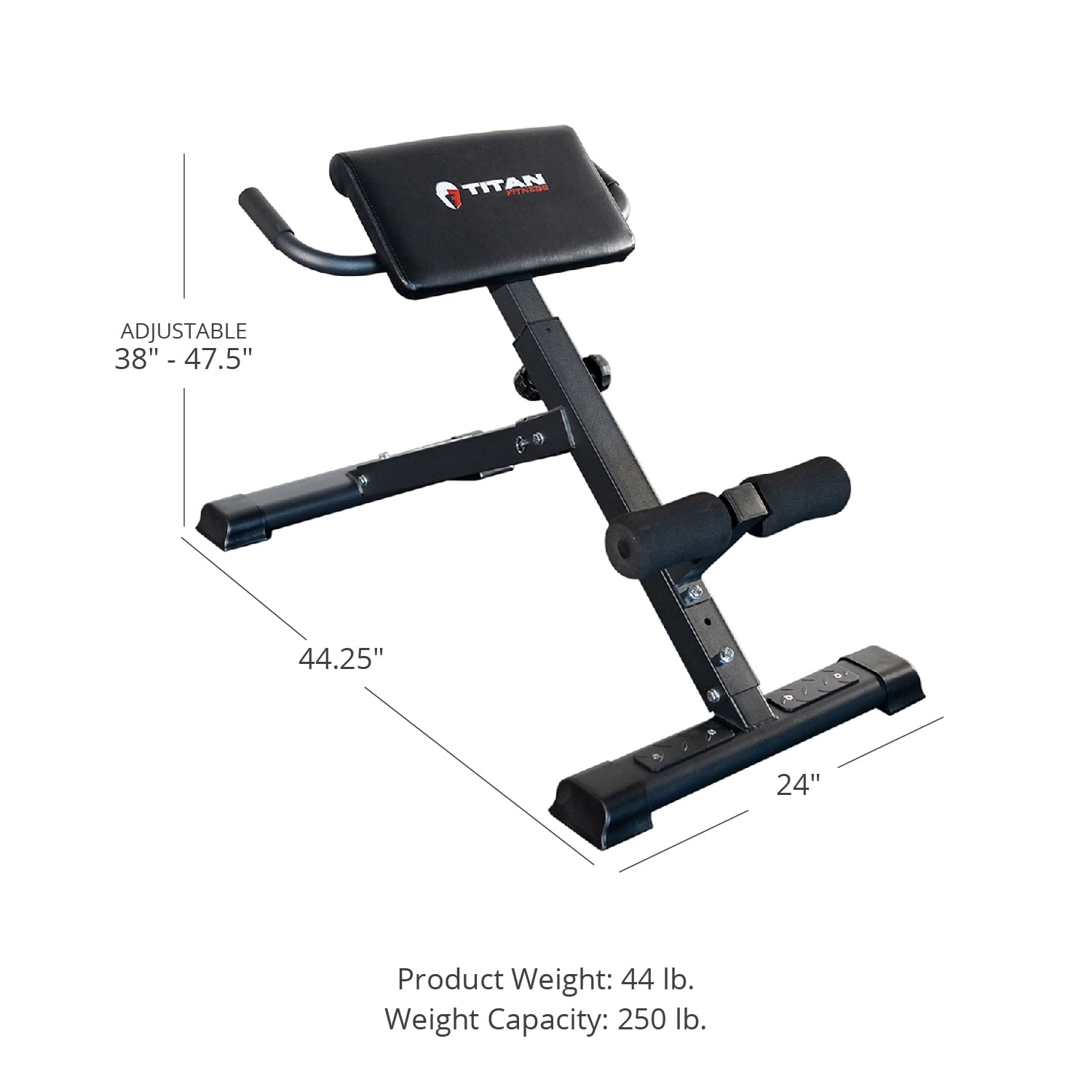 Titan Fitness Hyper Back Extension Bench, Rated 250 LB, Specialty Upper Body Workout Garage Gym Bench